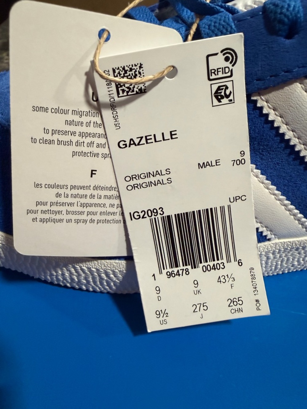 NEW Adidas Originals Gazelle- Blue Cloud White (IG2093) - Picture 7 of 8